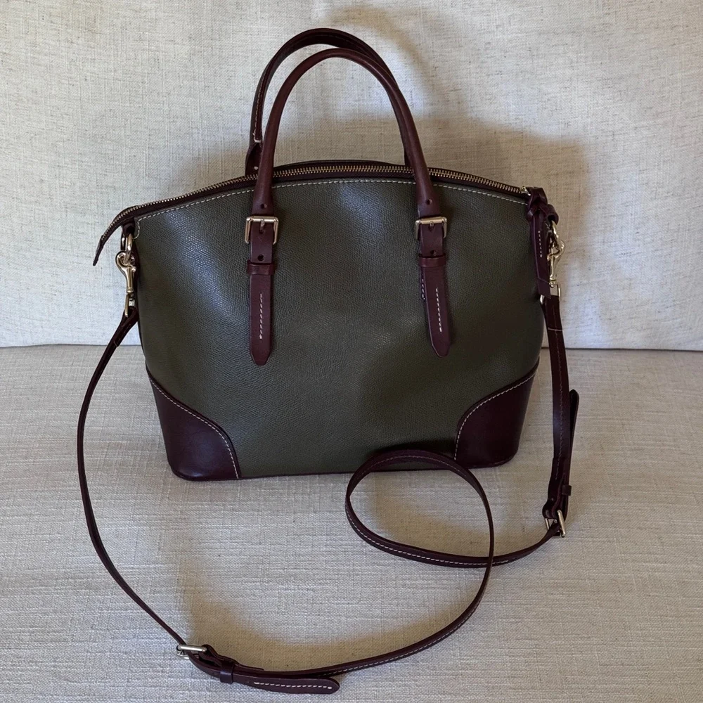 Dooney & Bourke  Olive and British Tan Large Satchel‎